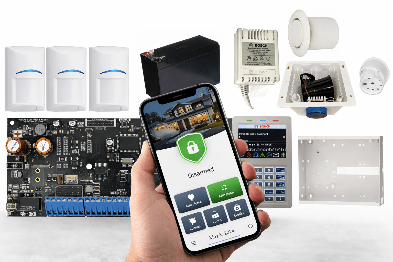 Smart alarm system with mobile app control