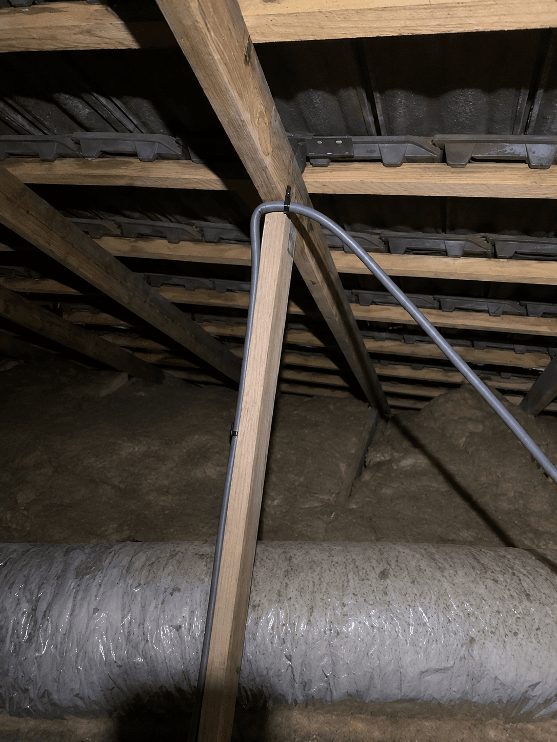 Starlink cable being run through roof space