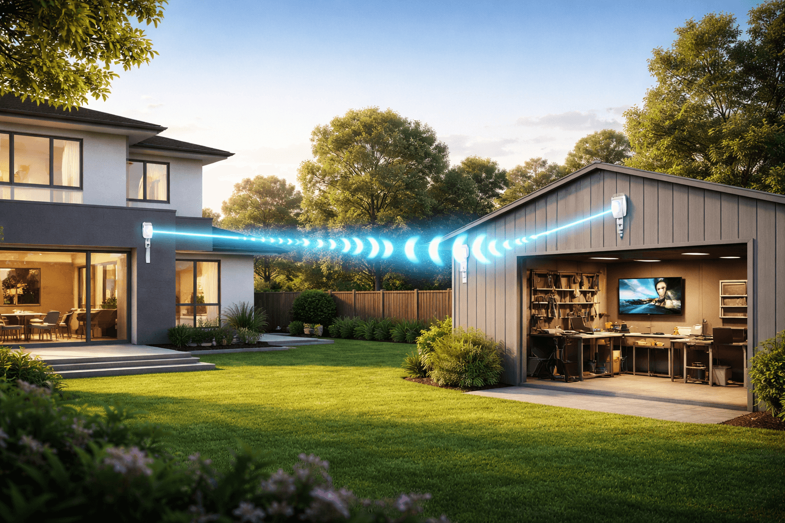 Starlink internet connected to a shed using a wireless bridge and access point